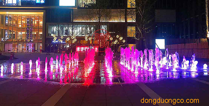 Đèn LED DMX nhạc nước là giải pháp chiếu sáng hiện đại giúp nâng tầm các công trình đài phun nước nghệ thuật.