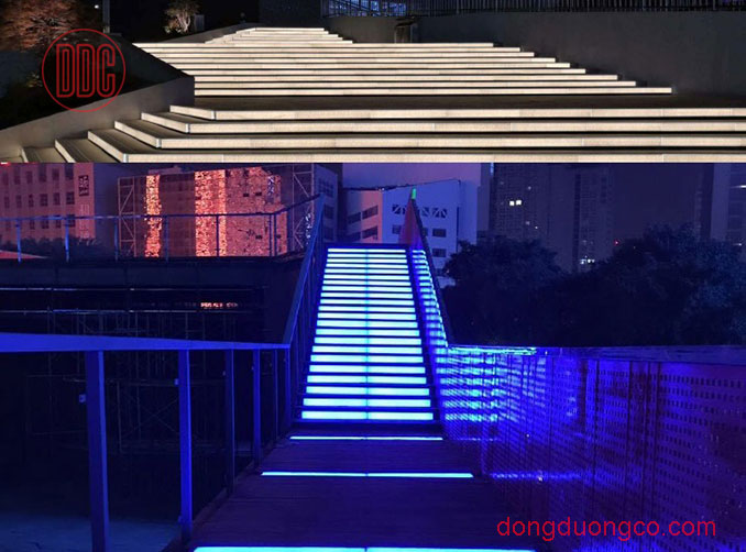 Đèn LED thanh lát nền cho bậc tam cấp ngoài trời tại quảng trường, phố đi bộ và trung tâm thương mại. Đèn LED thanh lát nền
