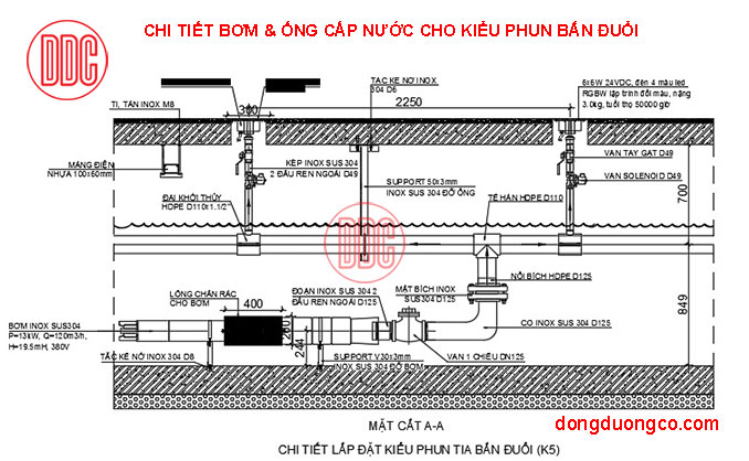 Bản vẽ mạng đường ống điều khiển hiệu ứng phun bắn đuổi nhạc nước